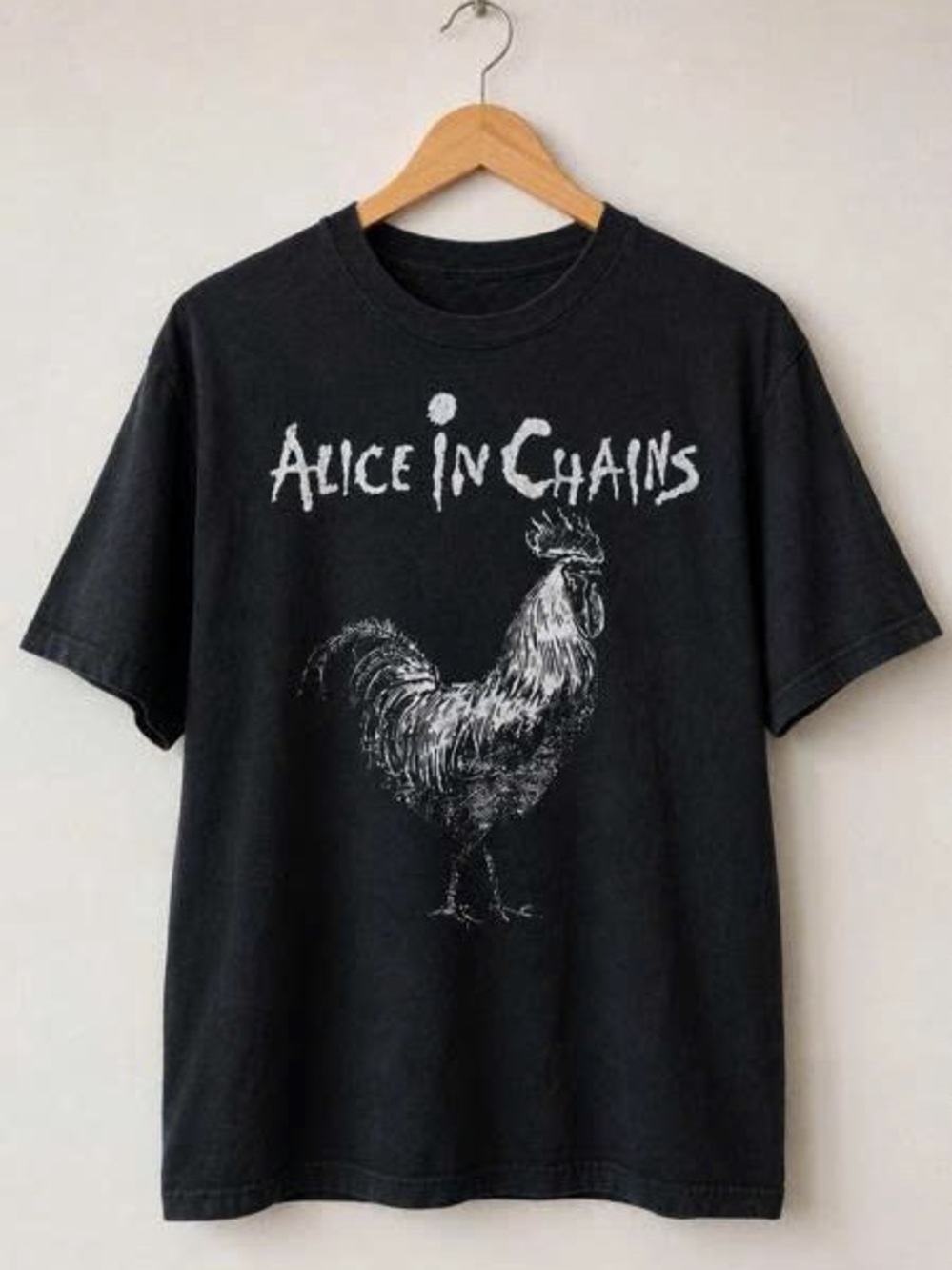 Black Short-Sleeve Alice In Chains Rooster Graphic Tee
